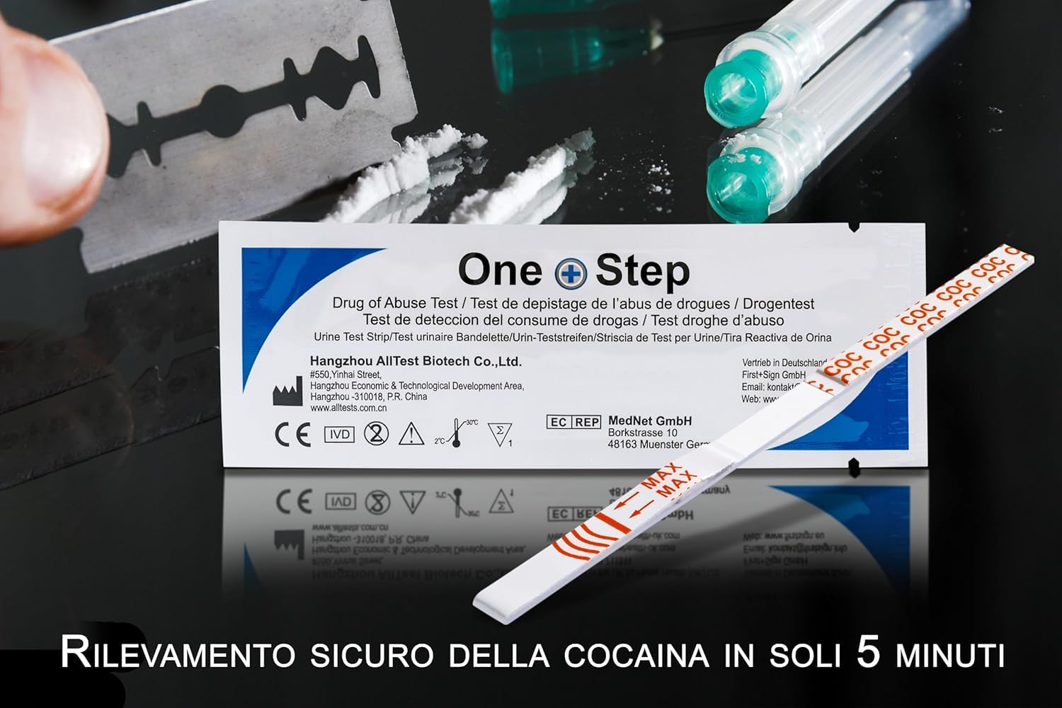 10 x One+Step Test Antidroga per Cocaina I Test Antidroga rapido per Crack, Coca, COC I Rilevamento di Cocaina nelle Urine a Casa I Massima Sensibilità 100 ng/ml | Test Rapido per Crack, Coca, COC I Rilevamento nelle Urine a Casa I Sensibilità 100 ng/ml