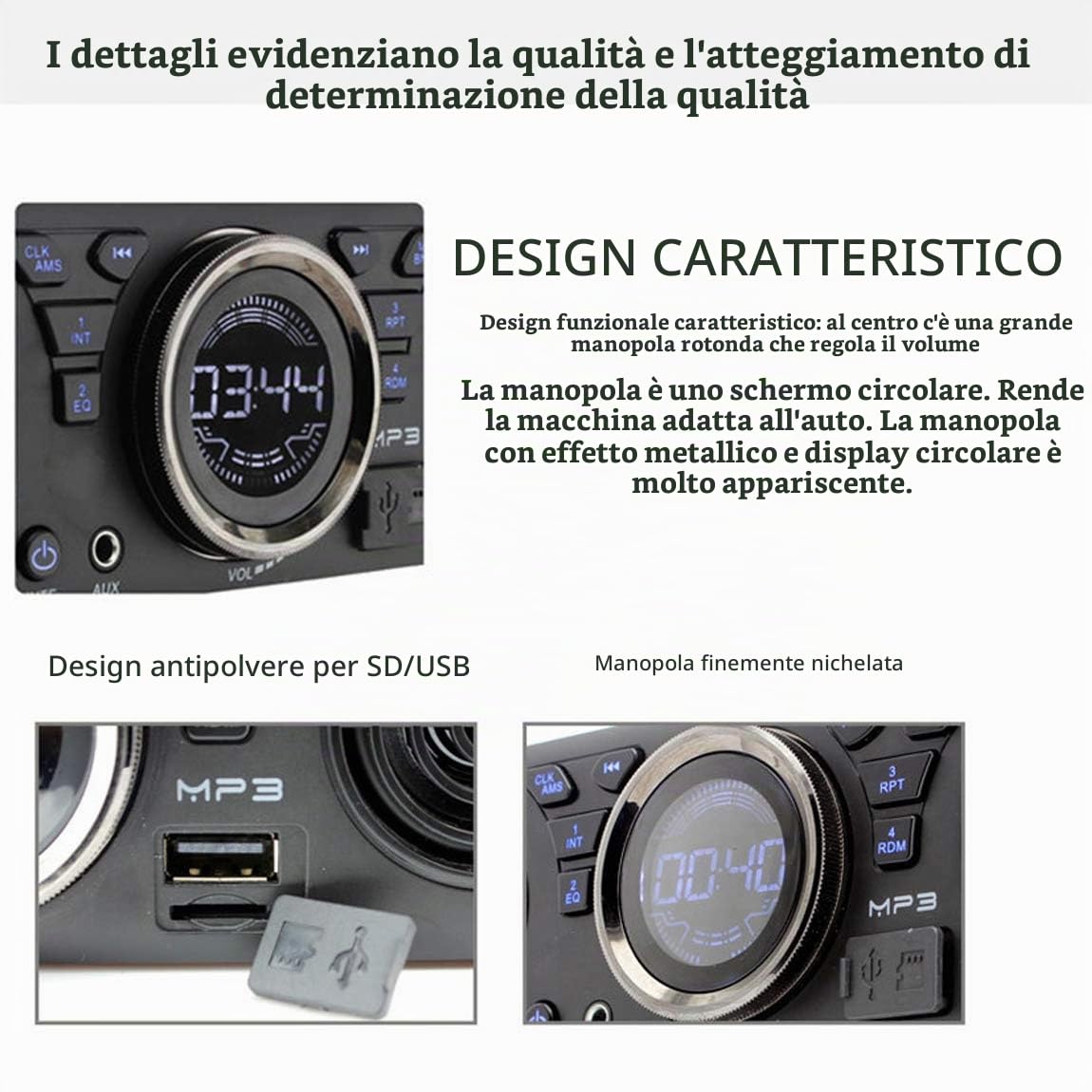 1 DIN Bluetooth Autoradio con Due Altoparlanti Universale 12V FM MP3 Autoradio Bluetooth Chiamata in Vivavoce Auto in-Dash Car Stereo
