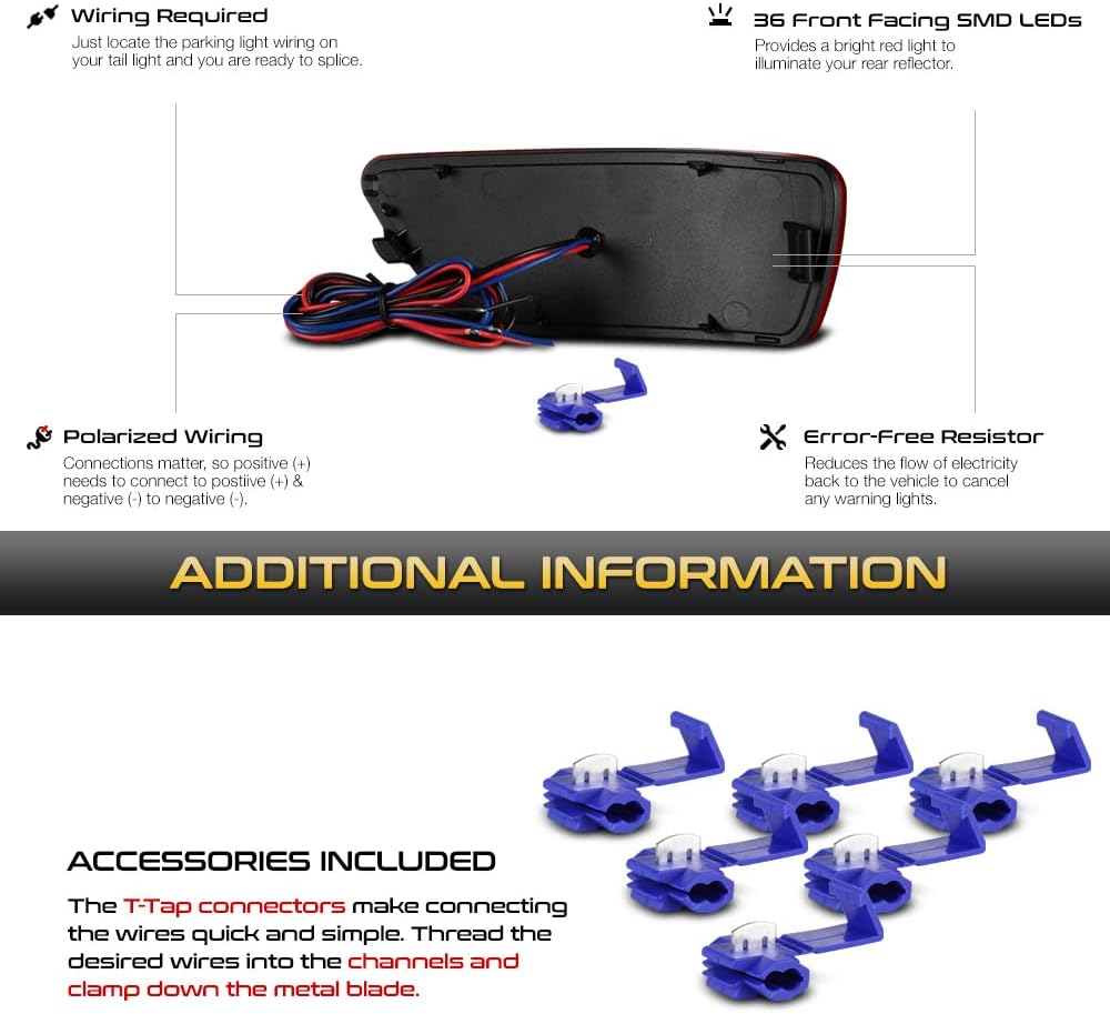 VIPMOTOZ [Dual Function Full LED Rear Bumper Reflector Brake Lights Compatible With 2011-2021 Grand Cherokee Compatible with Dodge Journey 11-17 Compass Chrome Housing Clear Lens Pair Set