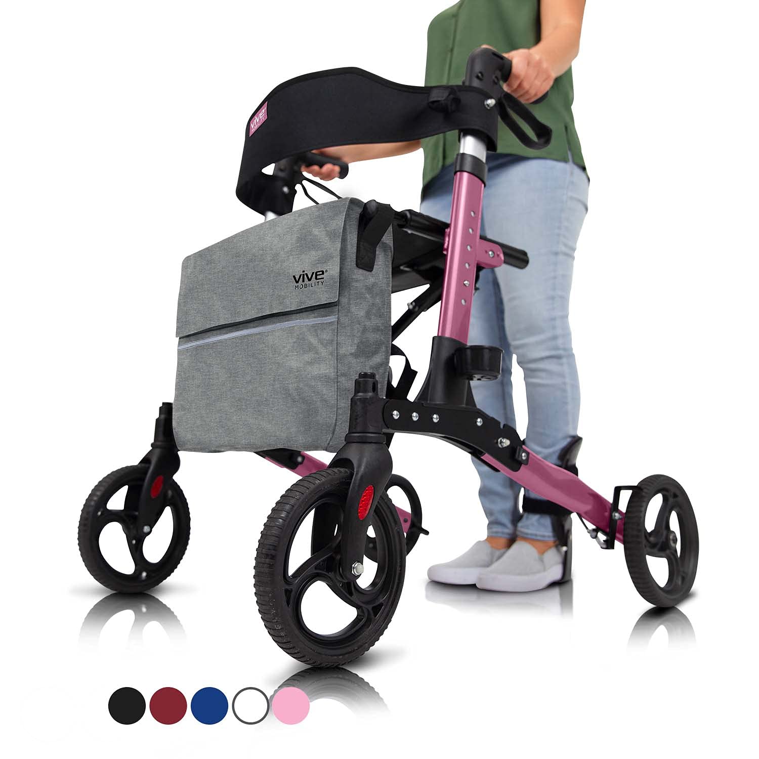 Vive Mobility Rollator Walker with Seat (Euro Style) Heavy Duty