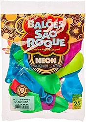 Balão Para Decoração Redondo N.09 Neon Cores Sortidas - Pacote com 25 Unidade(s), São Roque, 108129625, Multicor