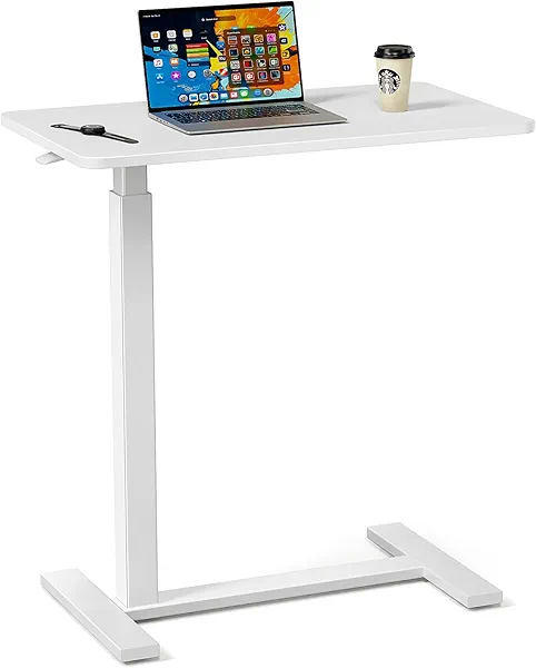 Elevon Overbed Bedside Table with Wheels, Adjustable Hospital & Home Use Bed Table, Rolling Laptop Table, Mobile Standing Desk