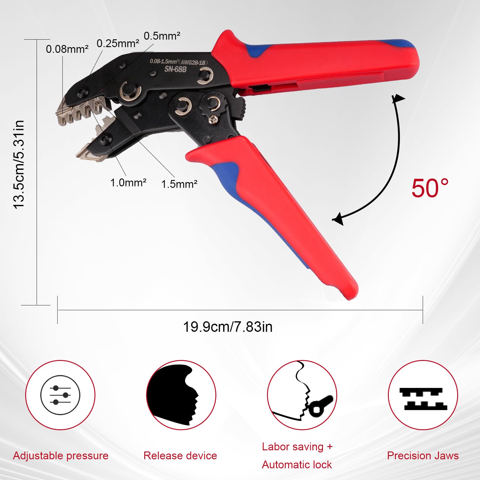 oupados Wire Cable Stripper Cutter Electrical Pliers,Crimping Tool,Crimping Pliers for Household & Industrial Electrical Work - Image 2