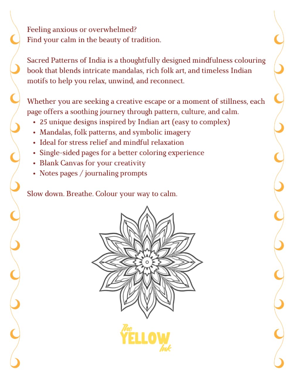 Sacred Patterns of India: A Mindfulness Coloring Book for Adults Featuring Mandalas, Folk Art & Traditional Indian Designs for Relaxation and Stress Relief