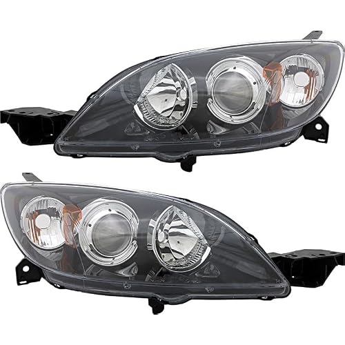 Compatible with Mazda 3 Hatchback Headlights Lamps Set 2004 2005 2006 2007 2008 2009 Halogen Driver and Passenger Side