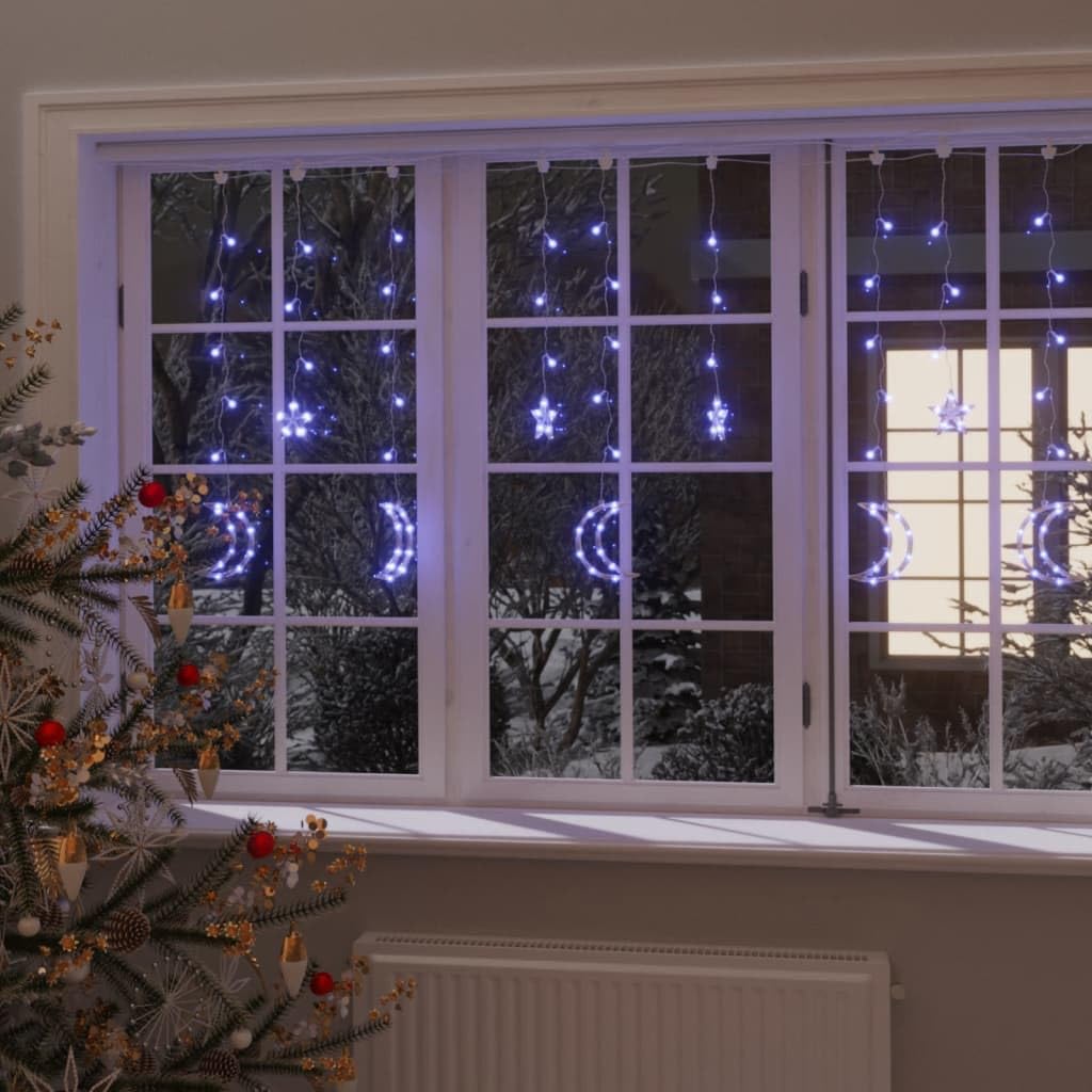 Star and Moon - Guirnalda de luces con mando a distancia, 138 LED, color azul