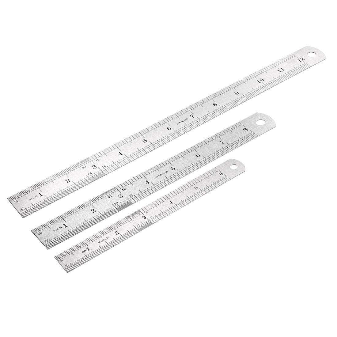 DealMux Steel Rulers, 3 Pieces (6, 8, 12 inch) Rulers, Metal Ruler