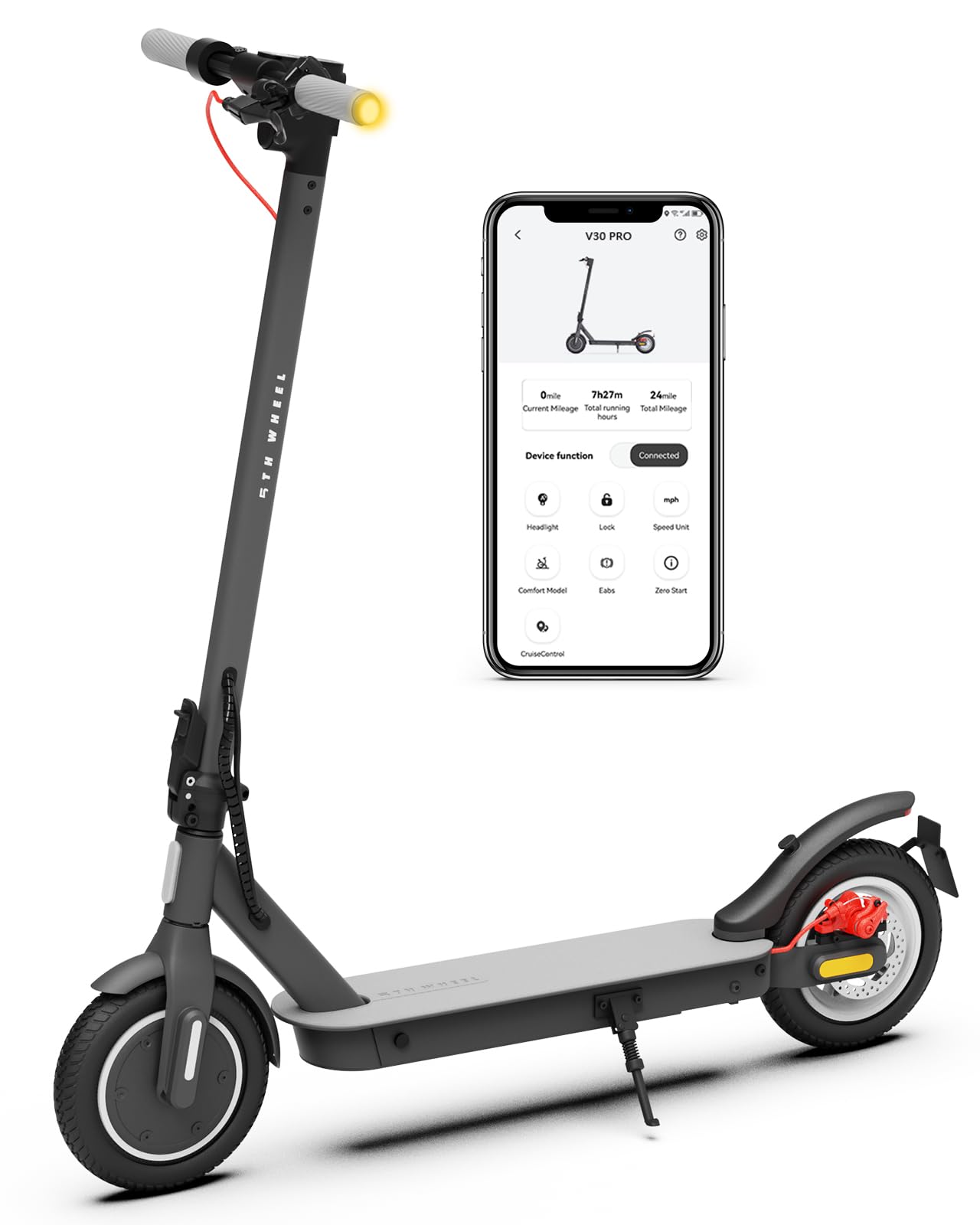5TH WHEEL V20PRO V30PRO Electric Scooter 10 Solid Tires 350W Motor E-Scooter with E-Lock and Dual Brakes Foldable