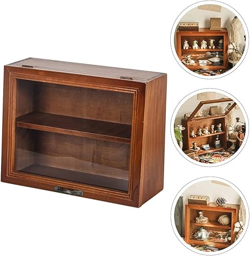 Miniatura 9 de PATKAW Caja de madera para sombras, vitrina para vasos de chupito, estantes de exhibición coleccionables, caja independiente para decoración del
