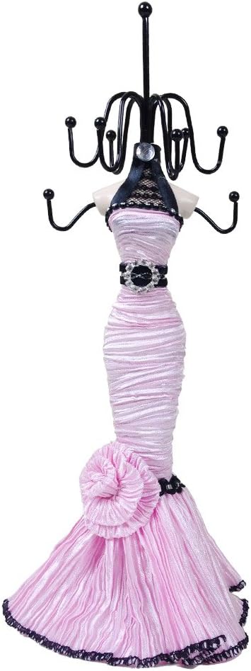 Sexy Mannequin Elegant Dress Jewelry Earring Necklace Stand Display Holder 10.5" (Pink)