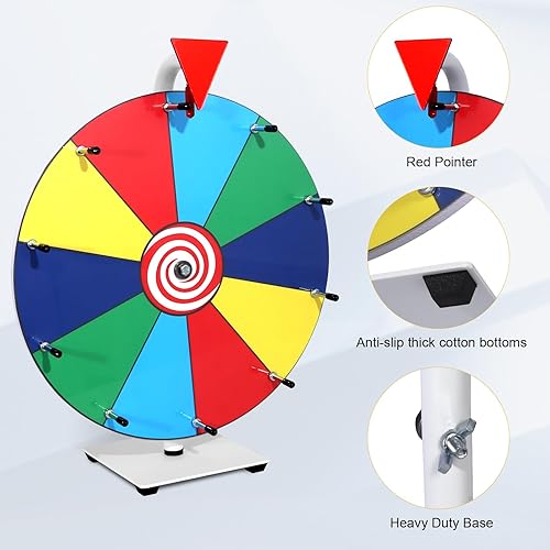 Miniatura 3 de TREPOKA Rueda giratoria de 14 pulgadas para juegos de fiesta y juegos familiares, gira la rueda para premios, preguntas o chanllenges, creando un