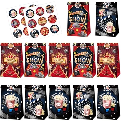 12 Bolsas de Papel de Noche de Cine, Bolsas de Regalo de Fiesta Temática de Cine con 18 Pegatinas, Bolsas de Regalo de Papel Kraft para Cumpleaños Infantiles, Navidad y Regalos de Fiesta | Ya disponible en tu tienda friki favorita! En mundofriki.es! 12 Bolsas de Papel de Noche de Cine, Bolsas de Regalo de Fiesta Temática de Cine con 18 Pegatinas, Bolsas de Regalo de Papel Kraft para Cumpleaños Infantiles, Navidad y Regalos de Fiesta | Ya disponible en tu tienda friki favorita! En mundofriki.es!