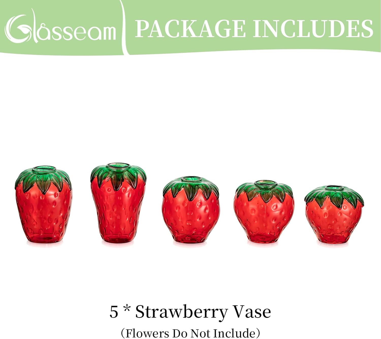 Glass Strawberry Propagation Vase Decor: Glasseam Cute mini vases Propagation Stations for Home - Unique 5Pcs Flower vase Set Terrarium Jar Gifts for Women Friends Mom Birthday Housewarming Holidays