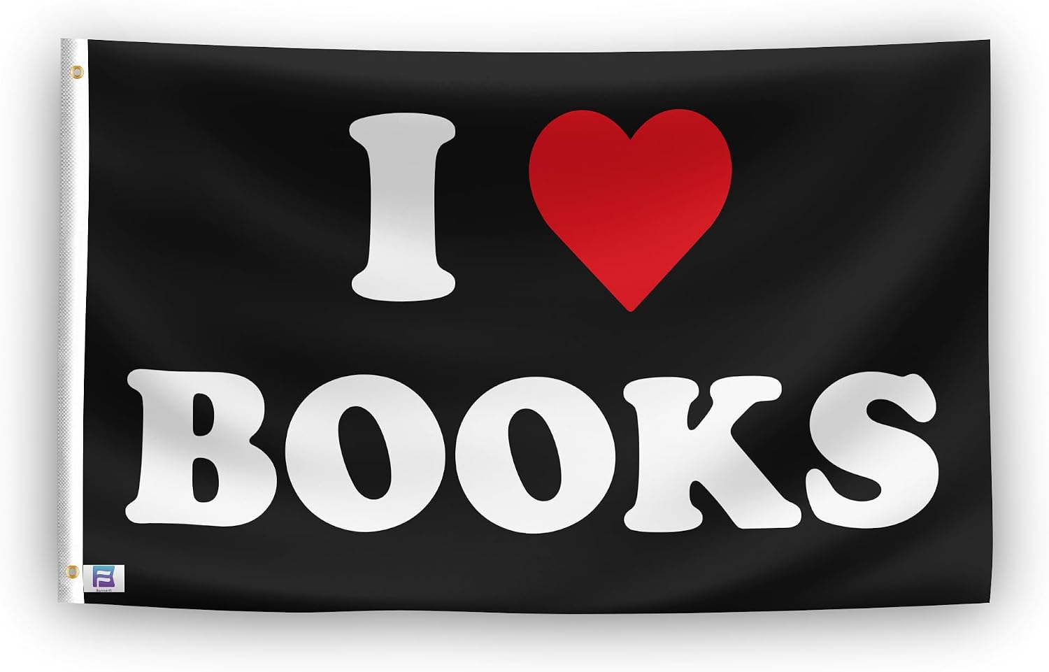 I Love Books I Heart Flag - 3x5 ft High-Durability Polyester Fade-Resistant, Weatherproof Outdoor/Indoor Banner