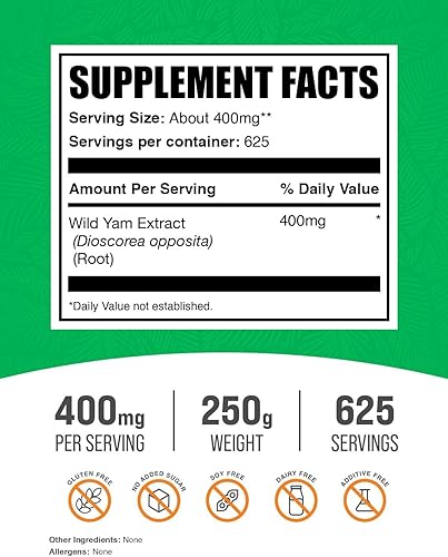 Miniatura 9 de BulkSupplements. com Extracto de ñame salvaje en polvo, suplemento de hierbas, suplemento de ñame silvestre, 400 mg de extracto de raíz de ñame