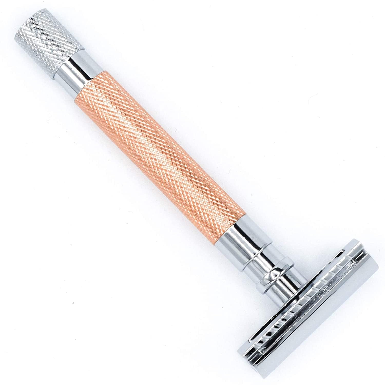 Parker Safety Razor 56R - Rasoio di sicurezza ecologico a doppio bordo con 5 lame Parker Premium Platinum in acciaio inox – Rasoio a pettine chiuso (oro rosa) per un barbiere di qualità rasatura casa