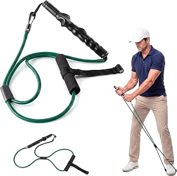 Golf Swing Trainer Resistance Band, Golf Training Aid, Swing Tempo Stick | Natural Latex Resistance Tubing, Portable Golf Training Aid for Swing Tempo Strength, Adjustable Home Office Travel Practice