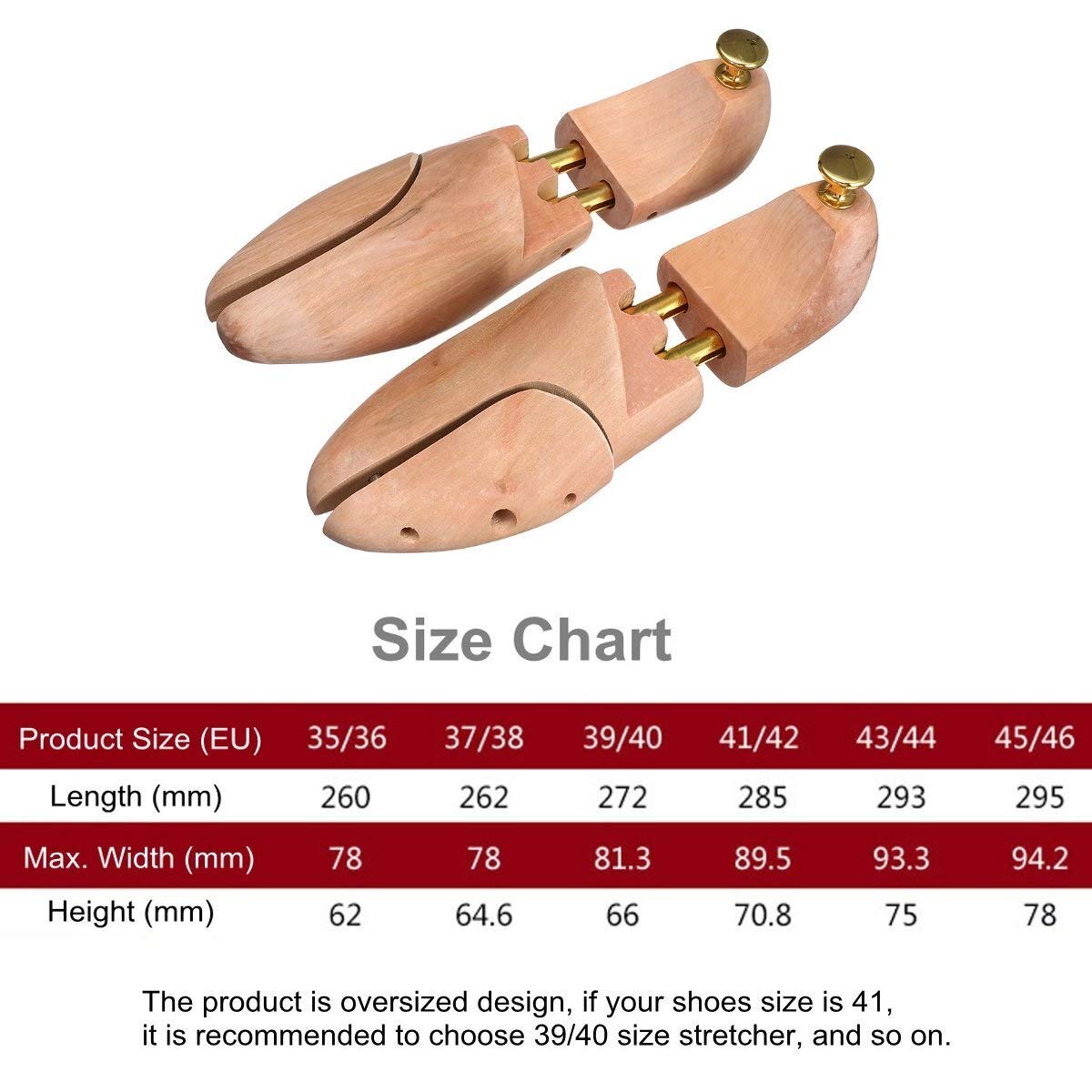 Horma para Ensanchar Zapatos Zapato de Madera Ajustable Árboles de 1 par de Zapatos de Madera Camilla de árbol Shaper Keeper Anti-Arruga 35-46/5-12/3-11.5 Hormas para Zapatos