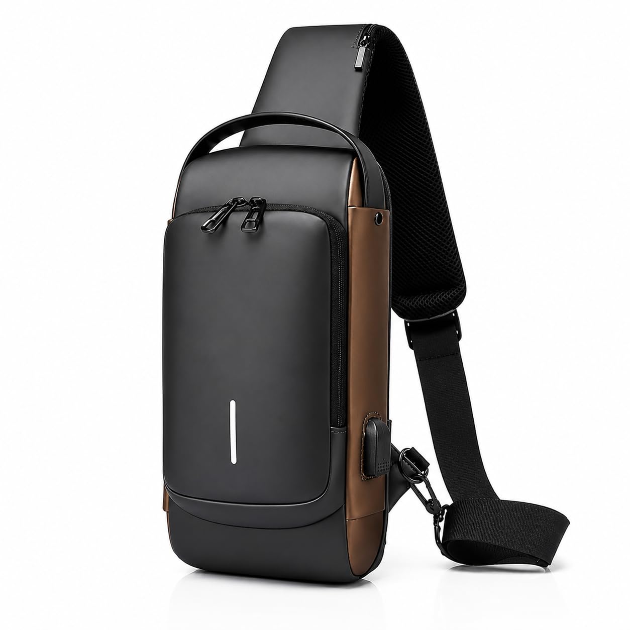 Waterproof Polyester Slim Unisex Crossbody Sling Bag Chest Backpack Men's Shoulder Bag, Leisure Travel Handbag, Hard Shell Anti-Theft Chest Bag With Charging Point-image-48