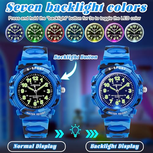 Image of Juboos Kids Watch Analog for Boys Girls, Childrens Waterproof Soft Strap Kids Time Teaching Quartz Wristwatch for Ages 5-15