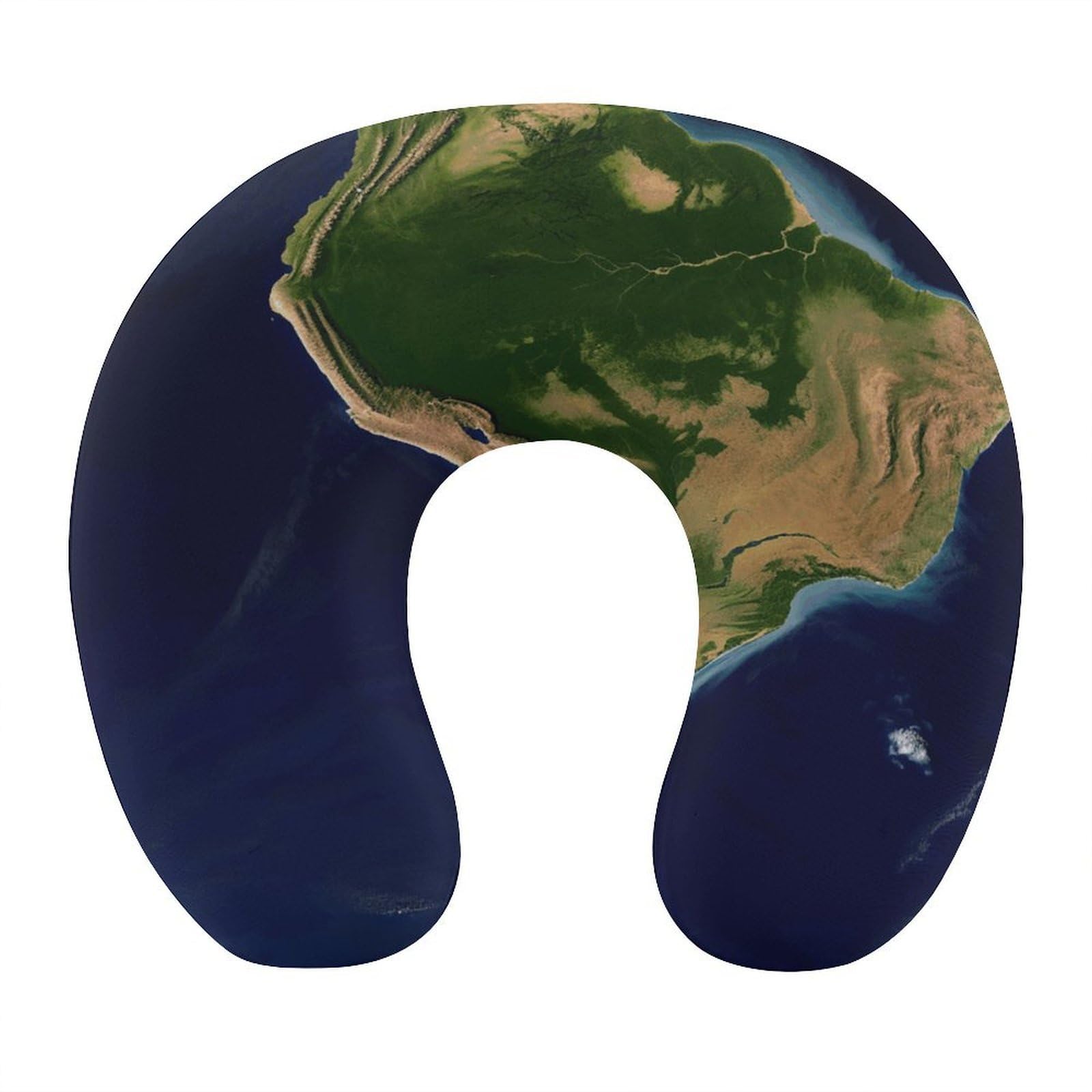 FekiLoot South America Satellite Image Travel Pillow,U Shaped Office Napping Pillow Support Neck and Head Comfortable Travel Neck Pillow U Shape Sleeping Essentials for Long Haul Flights
