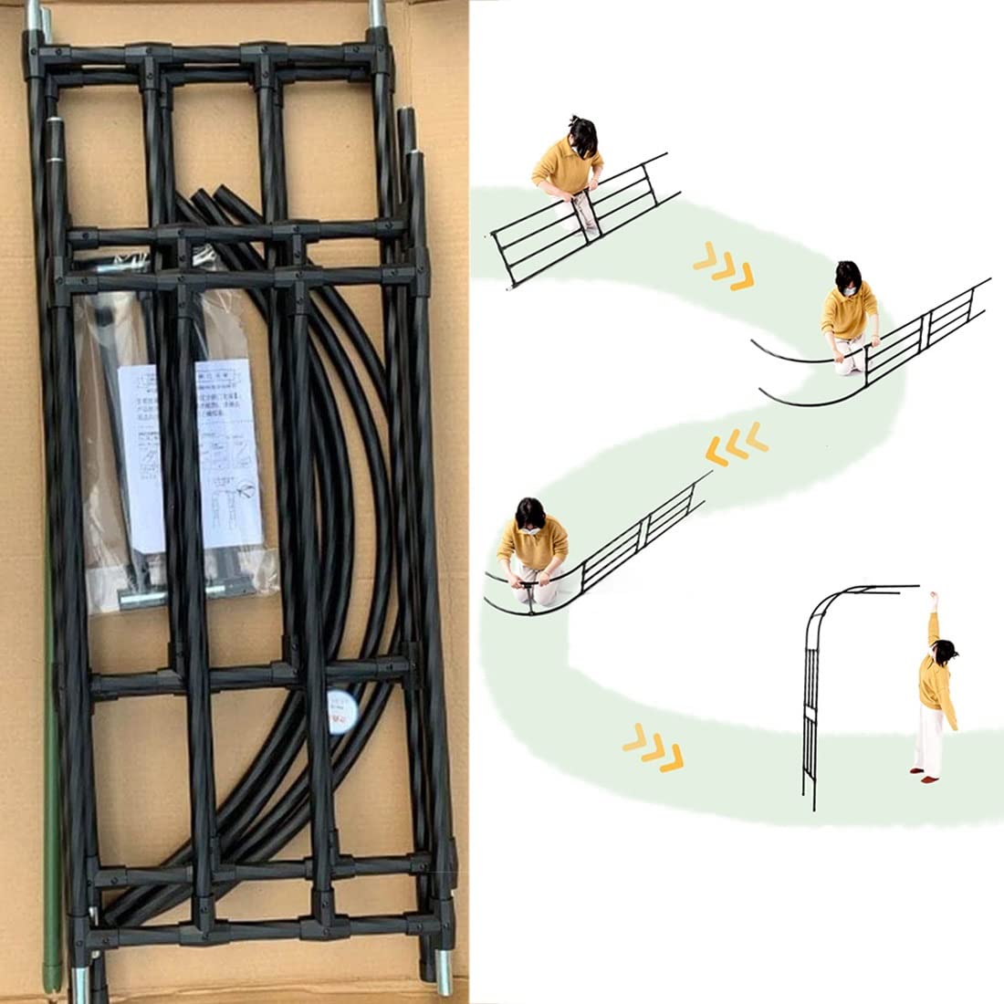 Ogród czarny łuk wytrzymała żelazna kratka na ścianę biała altana do roślin ogrodowych wsparcie 60 * 240 cm 2,0 * 7,9 stopy łuki półboczne dekoracje zewnętrzne