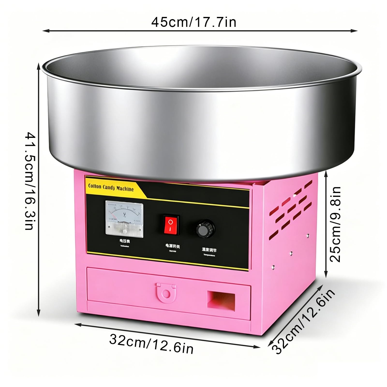 Máquina De Algodón De Azúcar Comercial 1200 W, Fabricante Dulces Eléctrico | Motor Potente, Control De Temperatura (50-250℃), Cuchara De Azúcar Y Cajón, Cumpleaños, Fiesta, Bar De Snacks(pink)