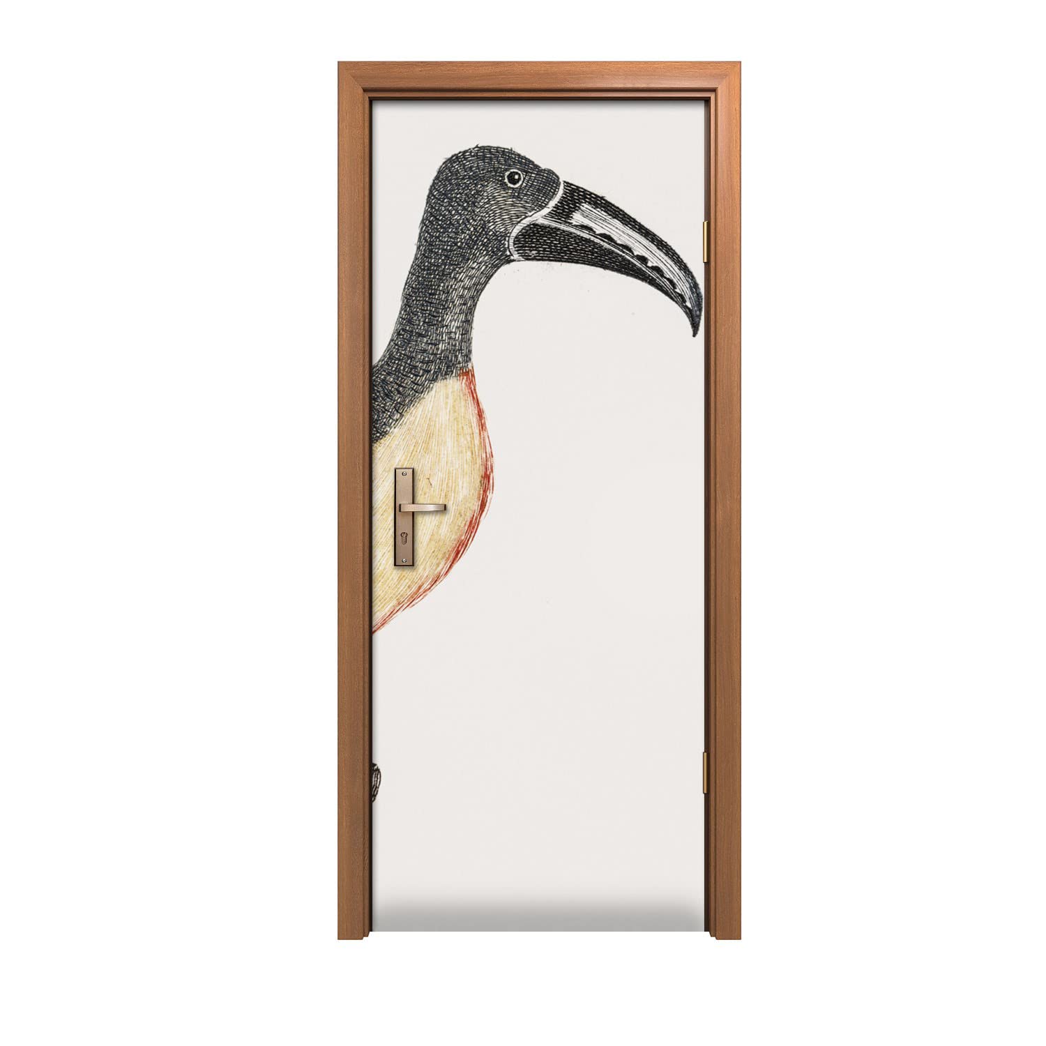 Autocollant de porte oiseau 80x200cm pour masquer une porte abîmée