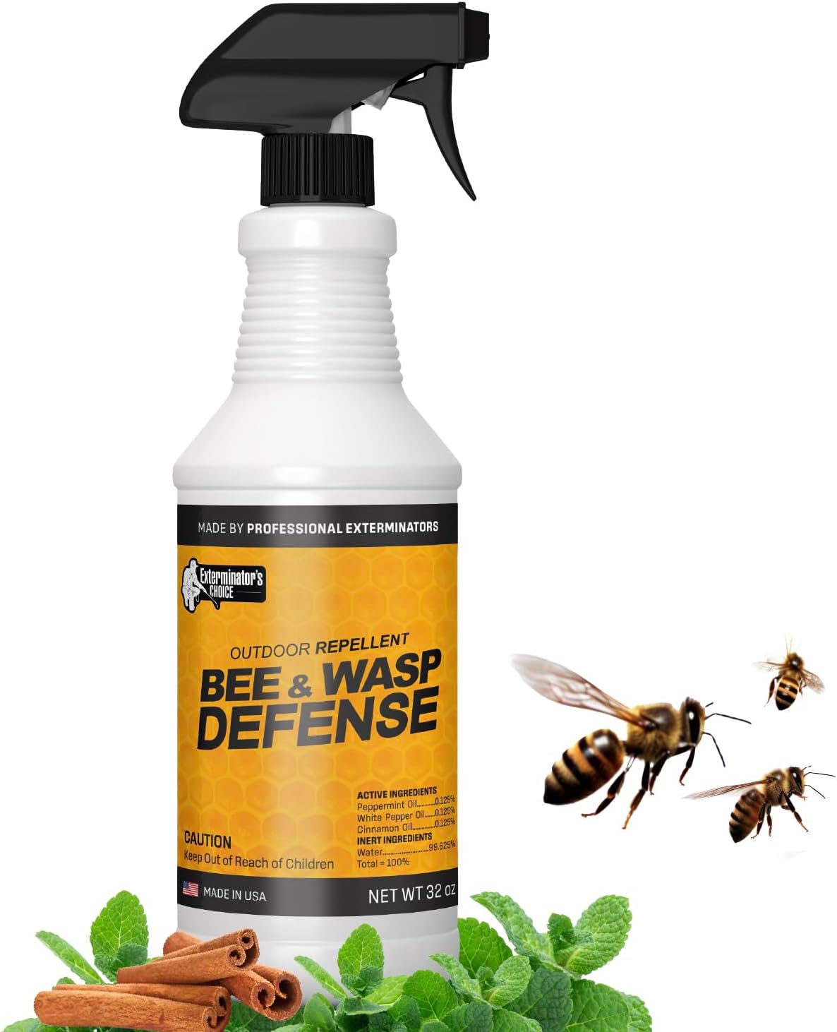 Exterminator’s Choice 32 oz Bee and Wasp Deterrent Natural Defense Spray for ...
