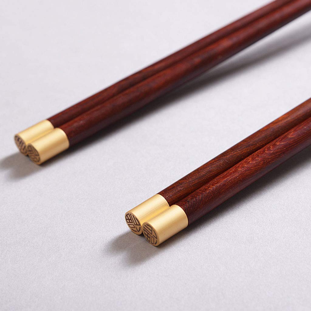 Coffret Cadeau de Baguettes réutilisables en Bois avec étui, Baguettes à Sushi japonaises Rondes, Baguettes Chinoises de Luxe en Bois Naturel, Baguettes antidérapantes, Baguettes l(1 Pair)