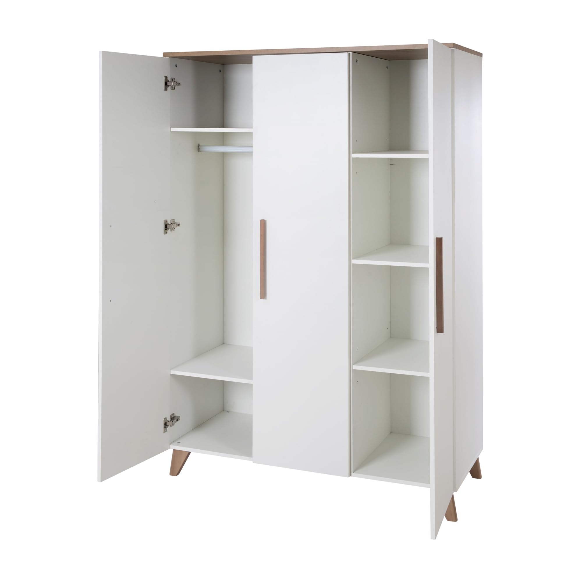 roba Set per cameretta bambini 3 pezzi Lettino 70x140 cm convertibile fasciatoio 3 cassetti armadio bambini Maniglie piedi legno massello Bianco rovere scuro