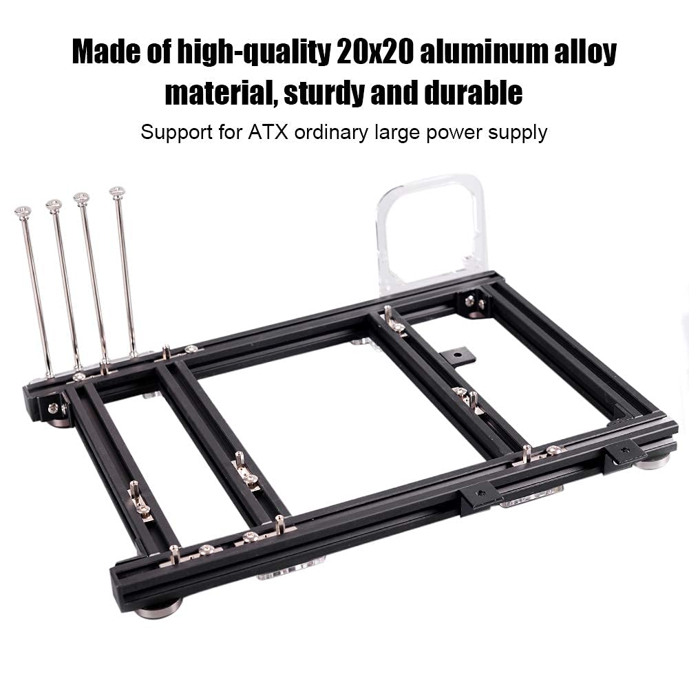 M-ATX MATX ITX Komputer Otwarta Obudowa Wspornik Aluminiowa Naga Rama DIY, Kreatywna Osobowość DIY Wspornik Podwozia Otwarte Podwozie, Stanowisko Testowe do Komputera (czarny)