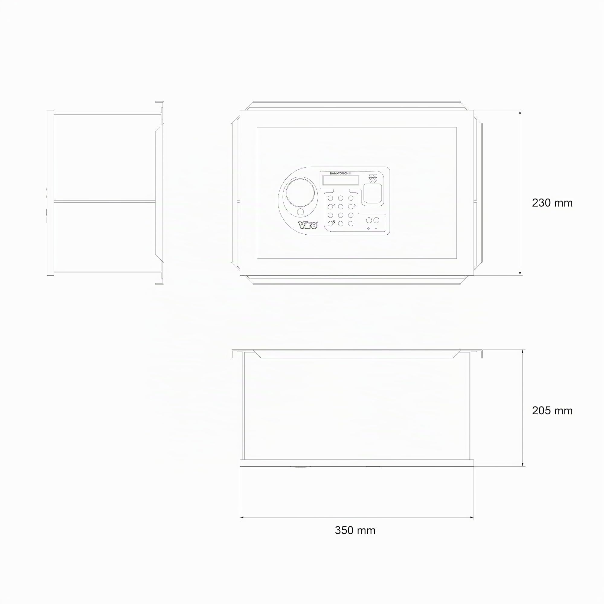 Viro - Ram-Touch 2, Cassaforte a Muro con Impronta Digitale, 350x230x205 mm