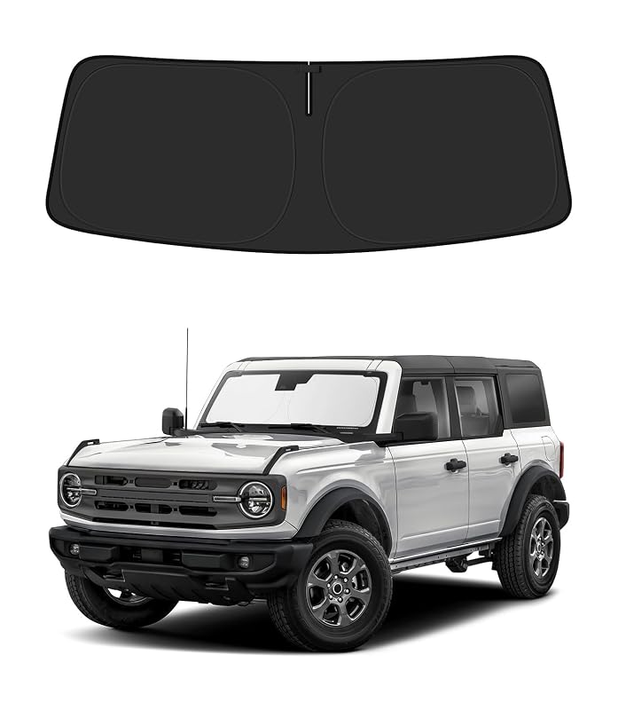 Protetor Solar para Para-brisa BIBLOZ para Ford Bronco 2021–2026, Dobrável, em Poliéster Refletivo, Não compatível com Bronco Sport