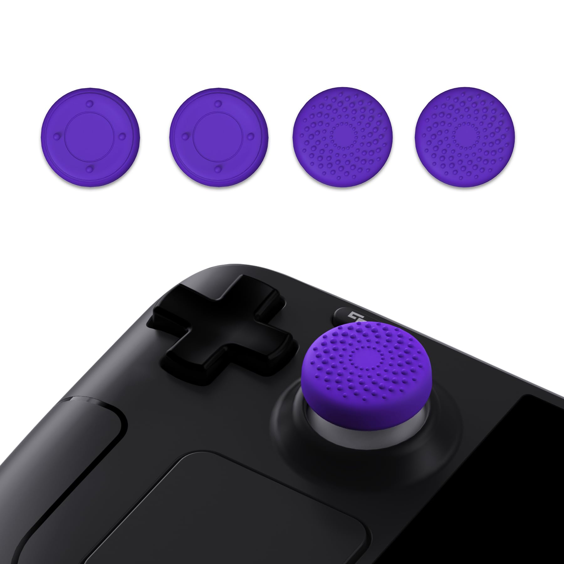 playvital Thumb Grip Caps for Steam Deck LCD, for PS Portal Remote Player Silicone Thumbsticks Grips Joystick Caps for Steam Deck OLED - Raised Dots & Studded Design Purple - 2