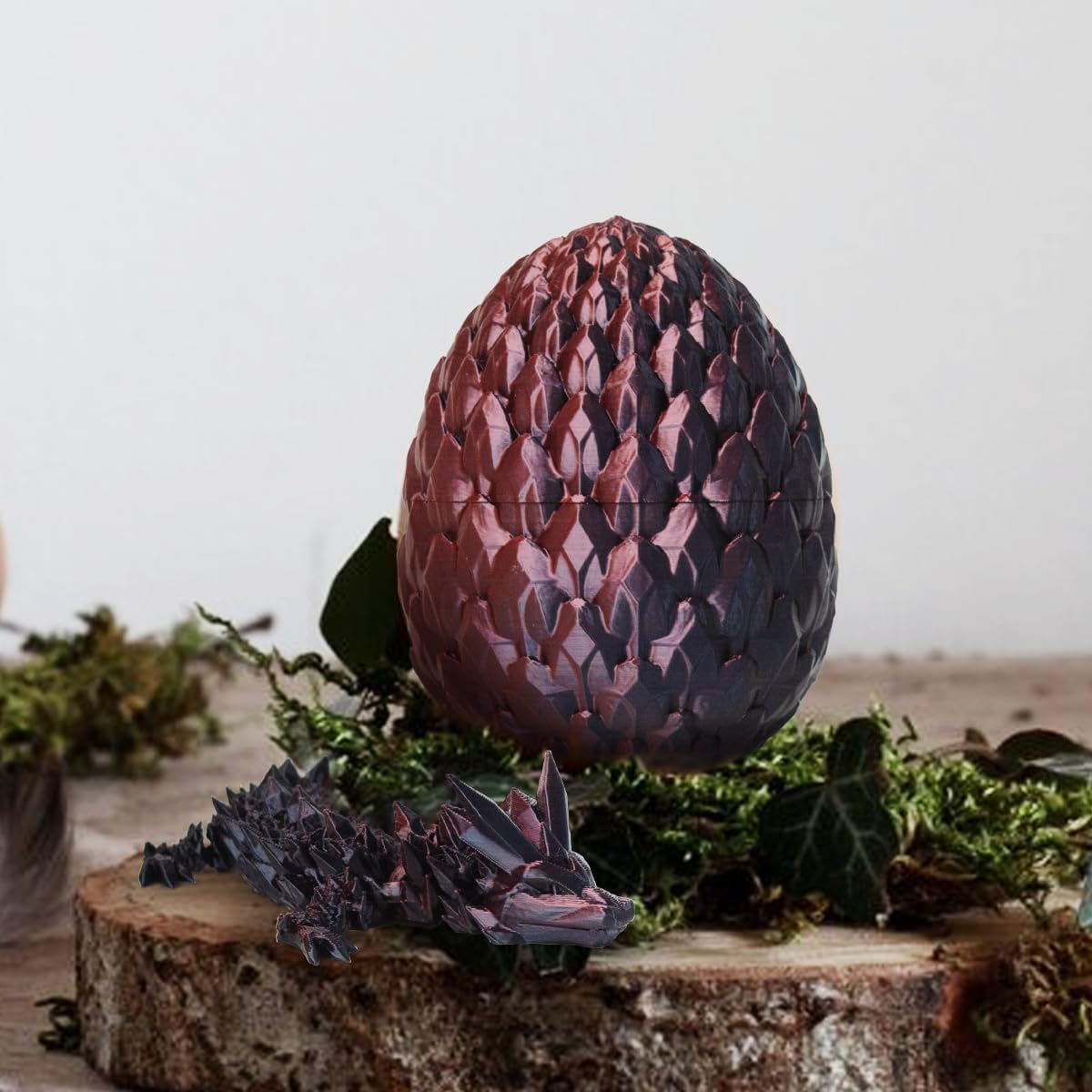 3D Printed Dragon,Easter Eggs,Easter Basket Stuffers for Teens,Beautiful Crystal Dragon Egg,Dragon Eggs with Dragon Inside,Easter Gifts for Kids(Black Red)