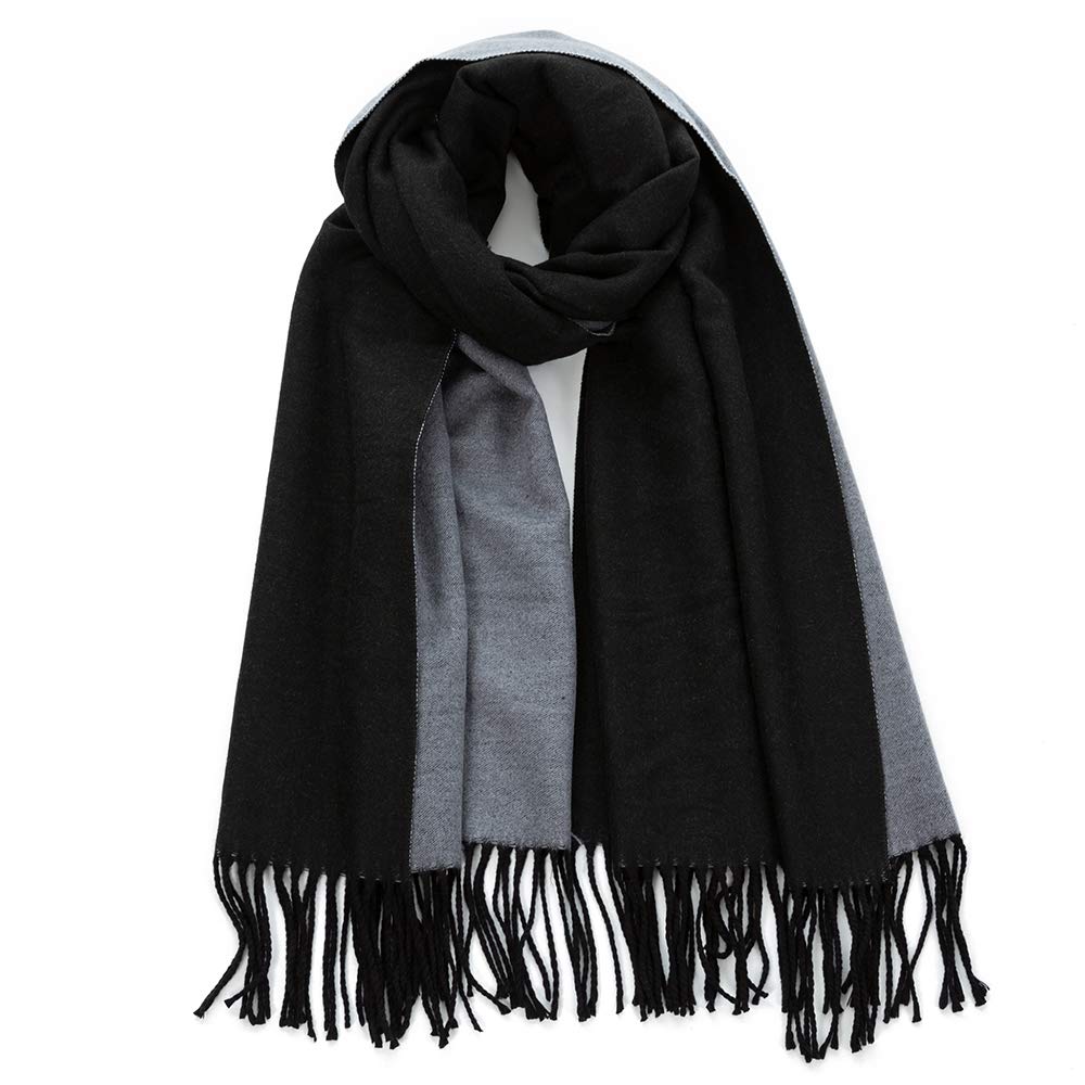 London Scarf Mulberry Tree Scarf Reversible Long Cashmere Soft Women Ladies Tree Of Life (Black/Grey)