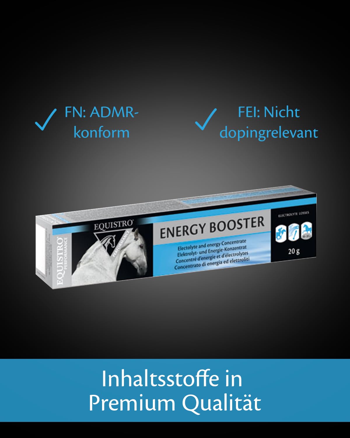 Equistro Vetoquinol Energy Booster | 3 sztuki w opakowaniu | 3 x 20 g | karma uzupełniająca dla koni | z szybko dostępną energią | może przyczynić się do lepszej regeneracji