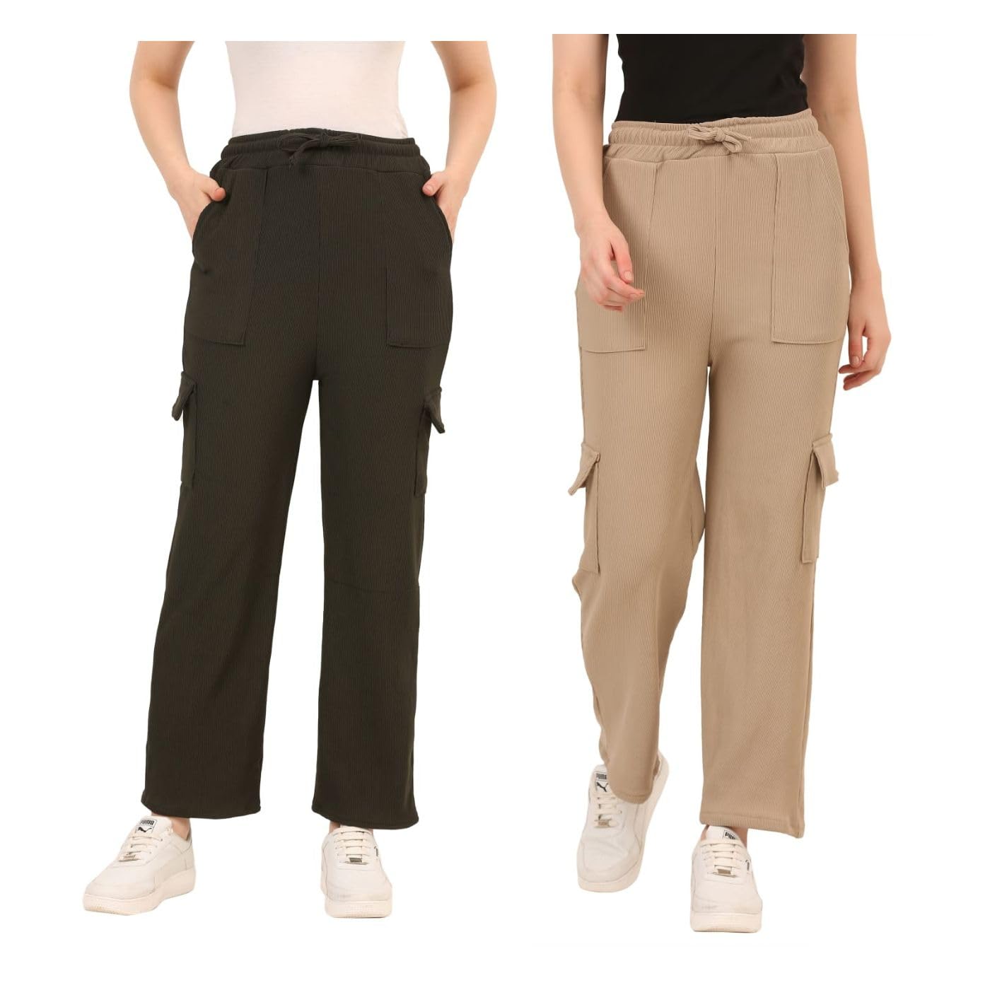 AMNOUR Straight-Fit Cargo | Palazzo Pants for Kids Girls | High-Waist Casual Wear | Girls Trouser | Pack of 2 - Review, Price and Buying Guide