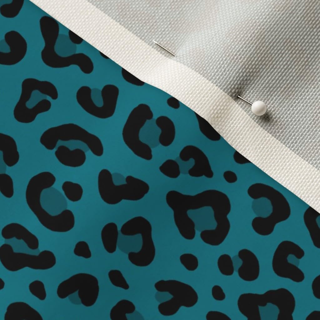 Spoonflower Fabric - Teal Blue Leopard Small Scale Spots Animal Print Cheetah Rockabilly Printed on Upholstery Velvet Fabric Fat Quarter - Upholstery Home Decor Bottomweight Apparel