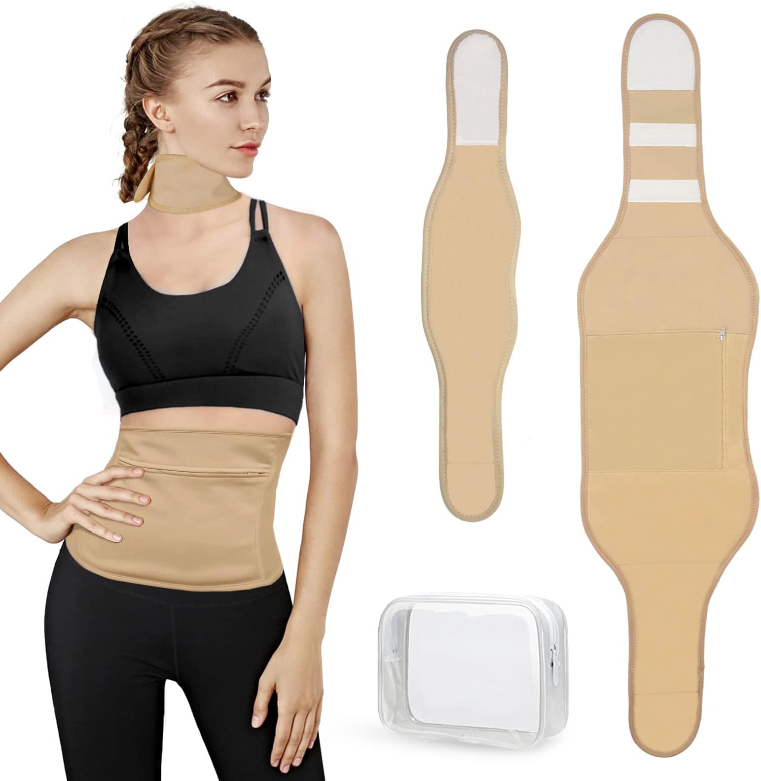 Organic Castor Oil Pack Wrap Kit for Liver Detox, Reusable Wool Flannel Castor Oil Pack for Thyroid Neck and Stomach