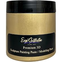 3D Sculpture Painting Paste|Texture Paste|Decorative Plaster|Ready to Use|Unique Colors|Ideal for Artwork|Stencil|Flowers|Texture|Art Relief|New Formula| 6 oz Metallic Gold