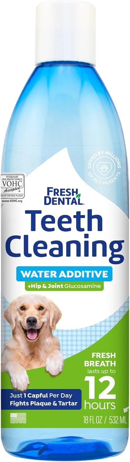 Naturél Promise Fresh Dental Hip and Joint Supplement & Dental Water Additive for Dogs, 18oz Bottle