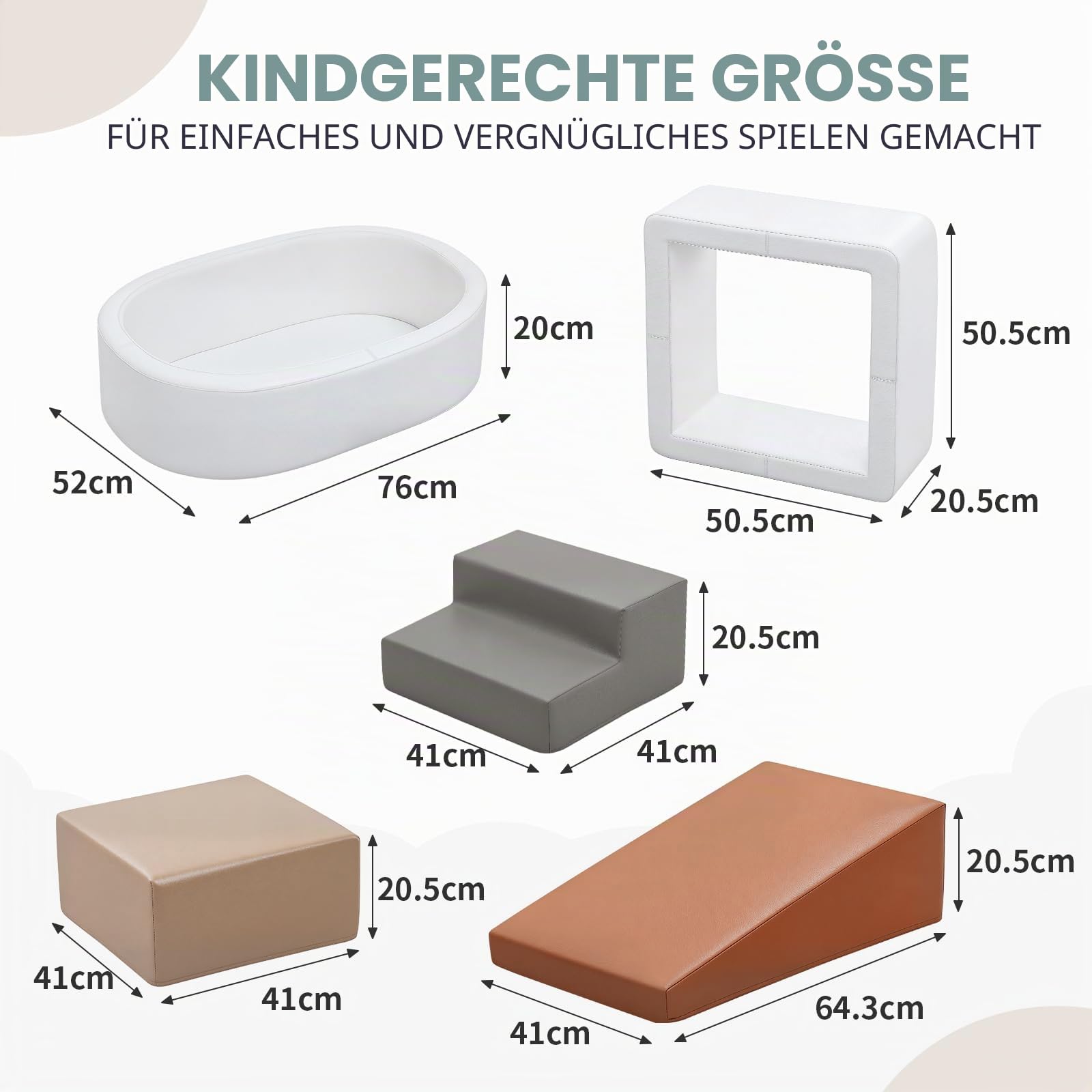 Schaumstoff Bausteine Kinder Klettern Indoor: 5 Softbausteine Riesenbausteine Spielbausteine mit Bällebad(Ohne Bälle) - Weiche Bausteine Baby Montessori Großbausteine Kletterspielzeug Outdoor