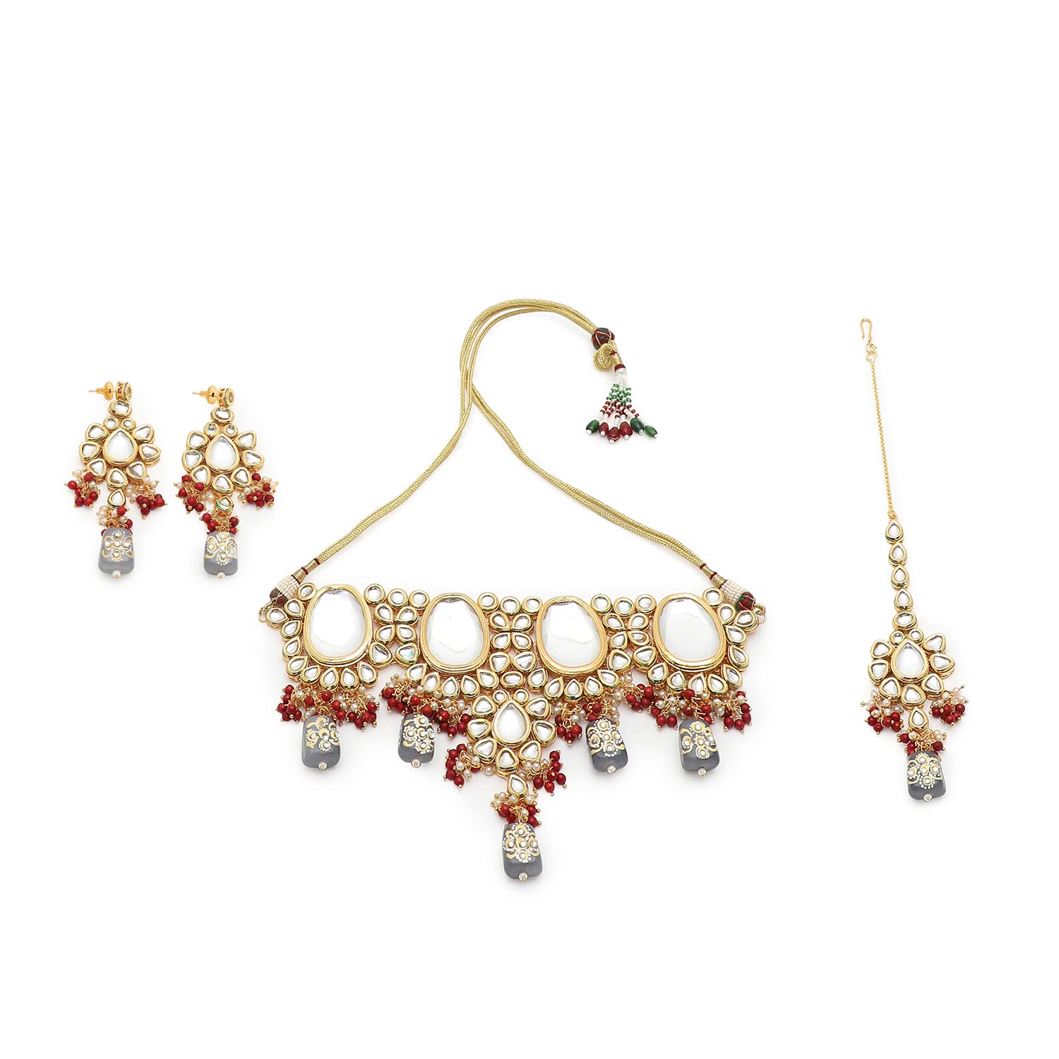 SOHI Gold Plated Designer Stone Necklace Set, Pink jewellery set for women, choker necklace and Earrings, Indo-western jewellery set for women (B0B97LDK8W) Amazon Price History, Amazon Price Tracker