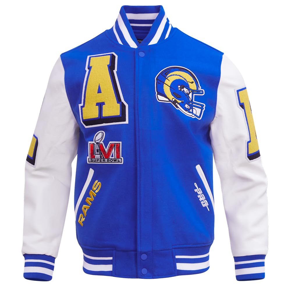 Mens NFL Mash Up Wool Pu Varsity Jacket