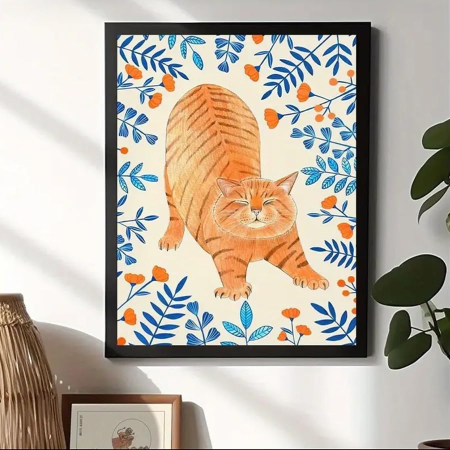 Cute Cat Pattern Wall Art Decoration Home Decor Print for Bathroom Bedroom Poster Wall Art no Frames 4x6 inch Cat001