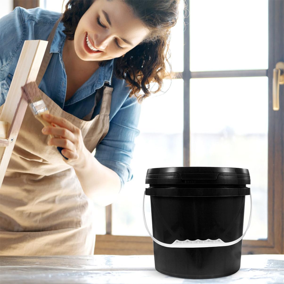 Homoyoyo Barril Sellado De Alimentaria Cubo con Tapa Contenedor De Pintura para Almacenar Pintura para Uso Talleres y Proyectos De Arte