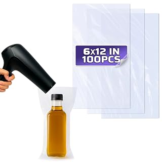 6x12" Heat Shrink Wrap Bags 100 PCs – Heat Shrink Film Bag Shrinks with Hair Dryer at Medium Temperature – Designed for Oil Bottles, Candles, Makeup Brushes, Gift Sets | Dust & Moisture Protection