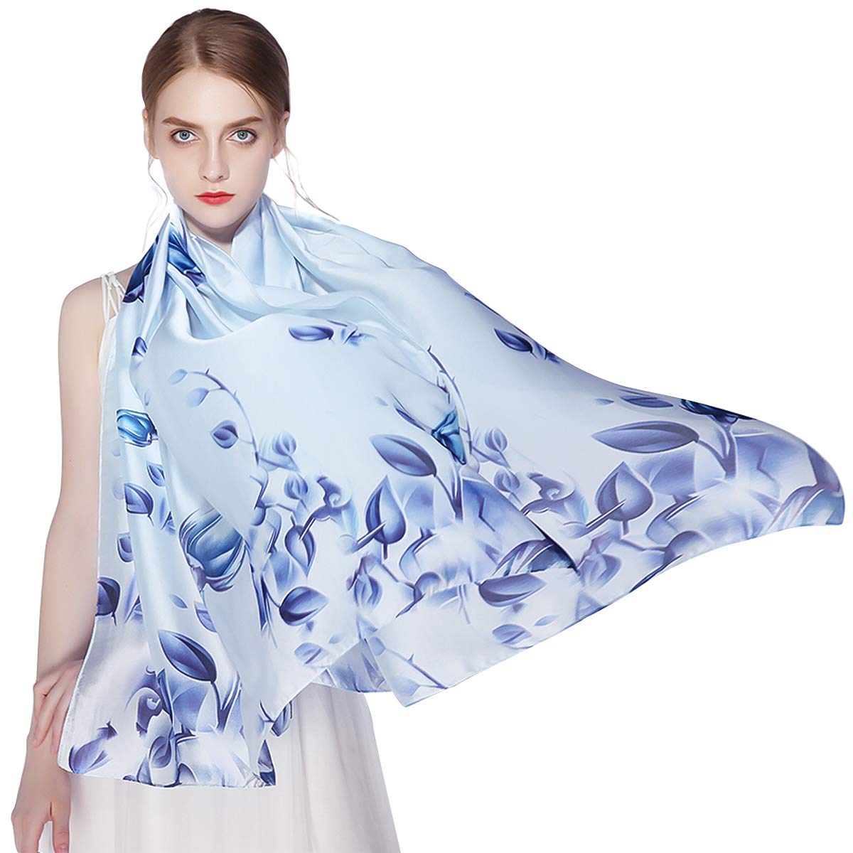 LumiSyne Echarpes En Soie à Fleurs Imprimé Mode Élégant Style Long Et Doux Châle Foulards Chaude Châle De Plage Toute La Saison